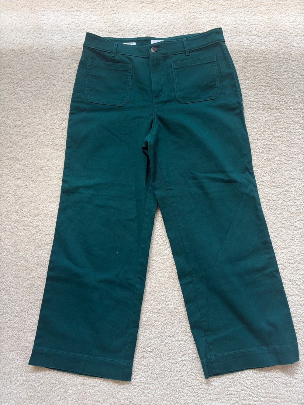 LOFT PALMER Dark Teal Wide-Leg Cotton Blend Pants
